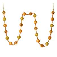 View 6' Antique Gold Stripe Ball Ornament Garland