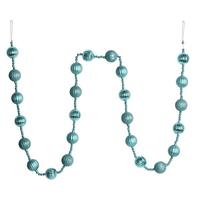 View 6' Baby Blue Stripe Ball Ornament Garland
