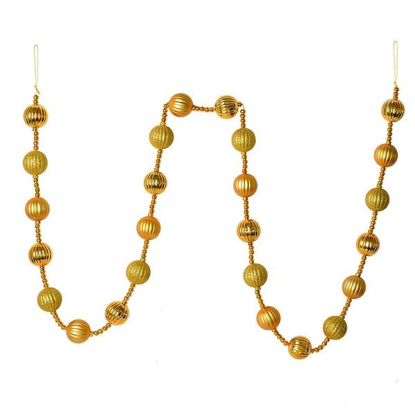 6' Honey Gold Ball Ornament Garland