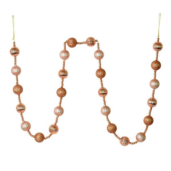 6' Rose Gold Ball Ornament Garland