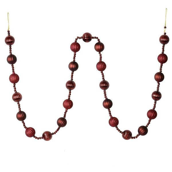 6' Burgundy Ball Ornament Garland