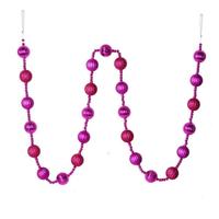 View 6' Fuchsia Stripe Ball Ornament Garland