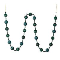 View 6' Midnight Green Stripe Ball Ornament Garland