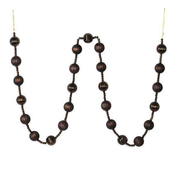 6' Chocolate Stripe Ball Ornament Garland