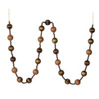 View 6' Mocha Stripe Ball Ornament Garland