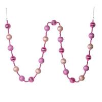 Vickerman 6' Pink Stripe Ball Ornament Garland
