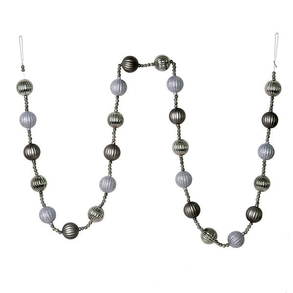 6' Pewter Stripe Ball Ornament Garland