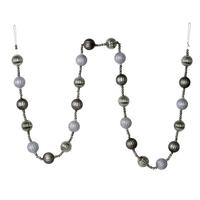 Vickerman 6' Pewter Stripe Ball Ornament Garland