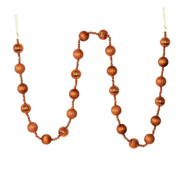 6' Copper Stripe Ball Ornament Garland