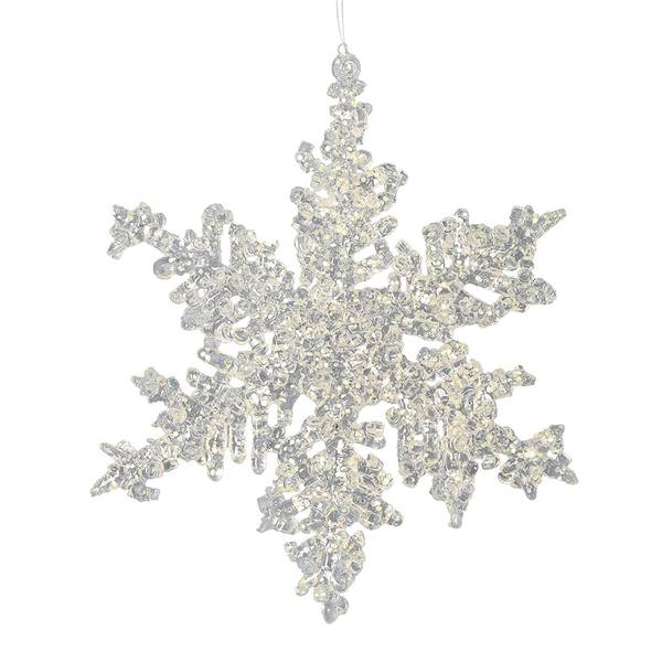 5" Clear Snowflake Silver Glitter Ornament (6 pack)