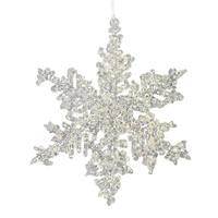 Vickerman 5" Clear Snowflake Silver Glitter Ornament (6 pack)