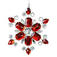 Vickerman 4.5" Red Jewel Metal Snowflake Ornament (3 pack)