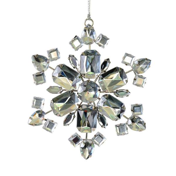 4.5" Silver Jewel Metal Snowflake Ornament (3 pack)