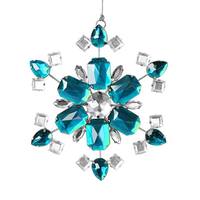 Vickerman 4.5" Turquoise Jewel Metal Snowflake Ornament (3 pack)