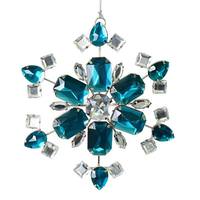 Vickerman 4.5" Teal Jewel Metal Snowflake Ornament (3 pack)