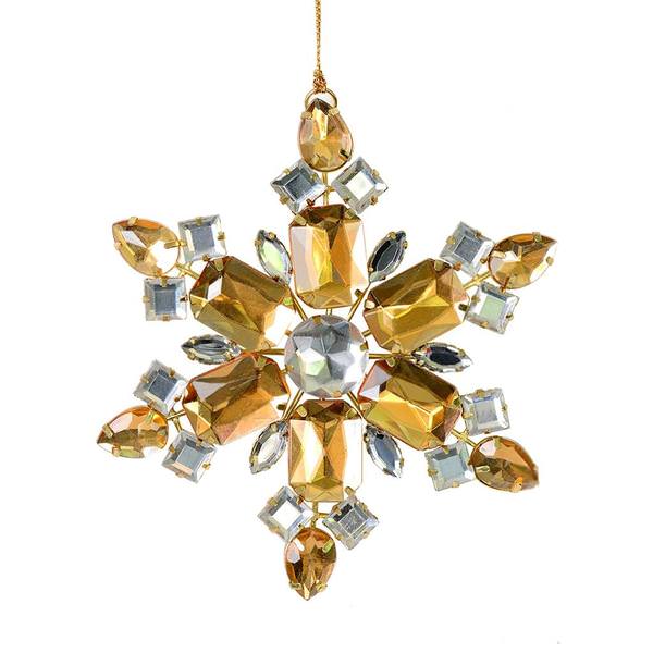 4.5" Rose Gold Jewel Metal Snowflake Ornament (3 pack)