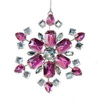 Vickerman 4.5" Pink Jewel Metal Snowflake Ornament (3 pack)