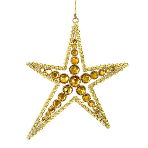 6" Champagne Jewel Metal Sea Star Ornament (3 pack)