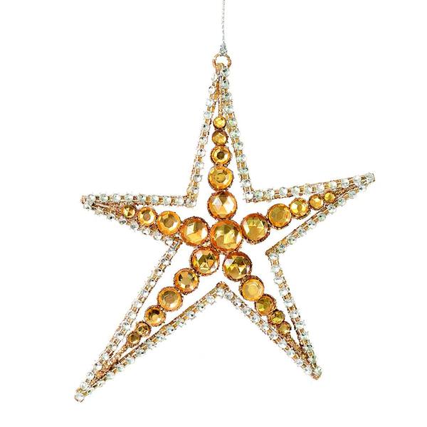 6" Rose Gold Jewel Metal Sea Star Ornament (3 pack)