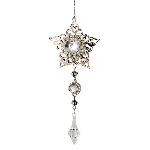 6.5" Silver Metal Star Dangle Ornament (2 pack)