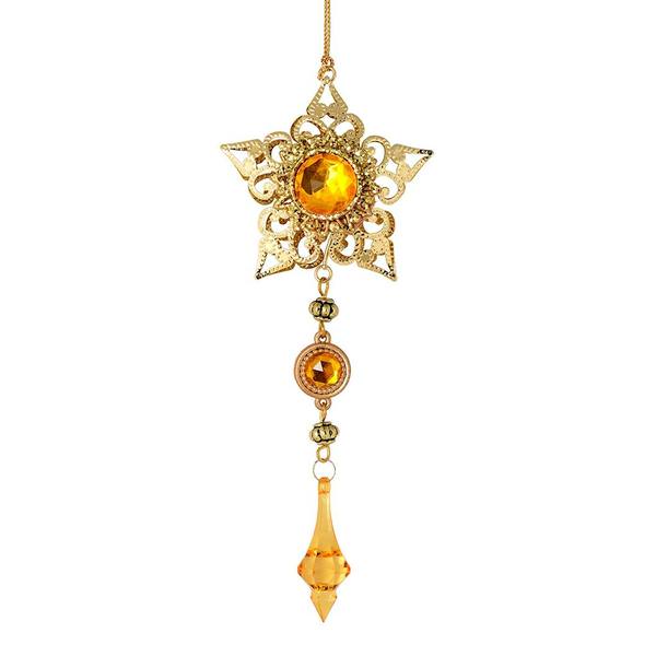 6.5" Gold Metal Star Dangle Ornament (2 pack)