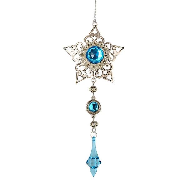 6.5" Turquoise Metal Star Dangle Ornament (2 pack)