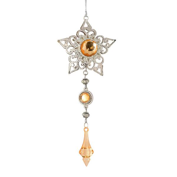 6.5" Rose Gold Metal Star Dangle Ornament (2 pack)