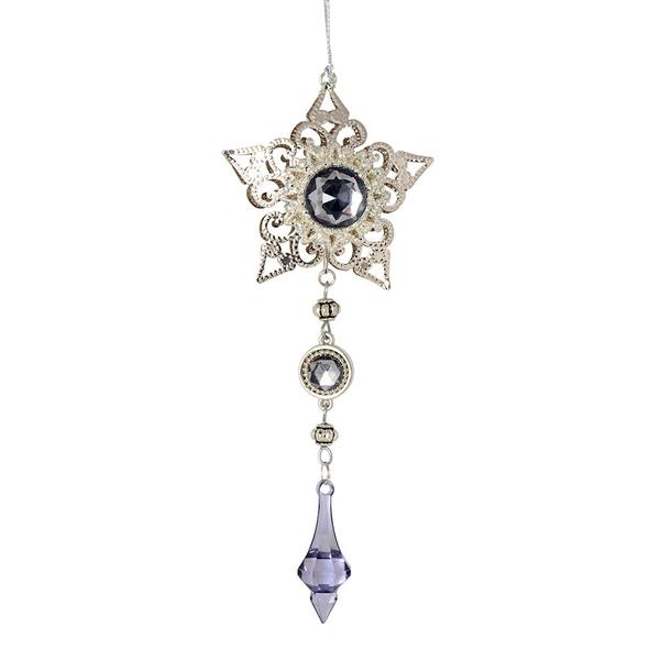 6.5" Pewter Metal Star Dangle Ornament (2 pack)