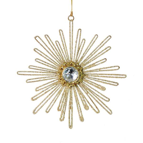 5" Champagne Jewel Glitter Snowflake Ornament (3 pack)