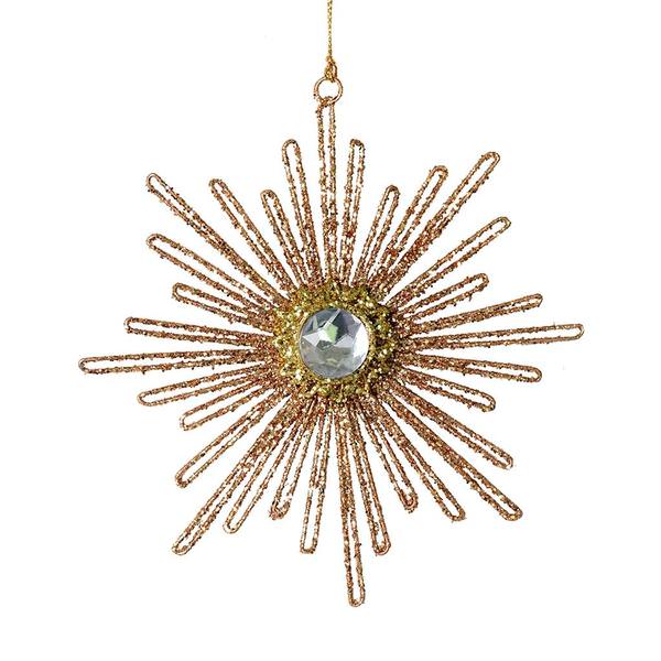 5" Rose Gold Jewel Glitter Snowflake Ornament (3 pack)