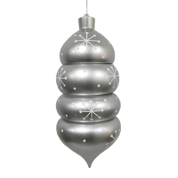 21.5" Silver Candy Droplet White Snowflake Ornament