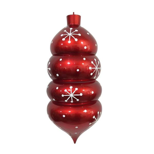 21.5" Red Candy Droplet White Snowflake Ornament