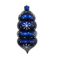 View 21.5" Blue Candy Droplet White Snowflake Ornament