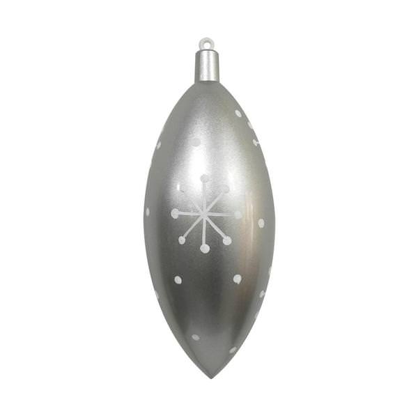 16" Silver Candy Drop White Snowflake Ornament