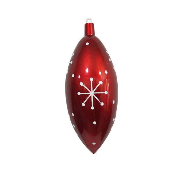 16" Red Candy Drop White Snowflake Ornament