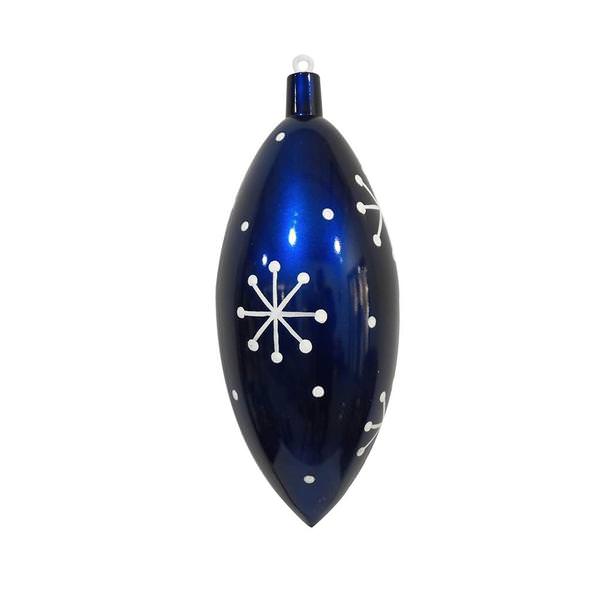 16" Blue Candy Drop White Snowflake Ornament