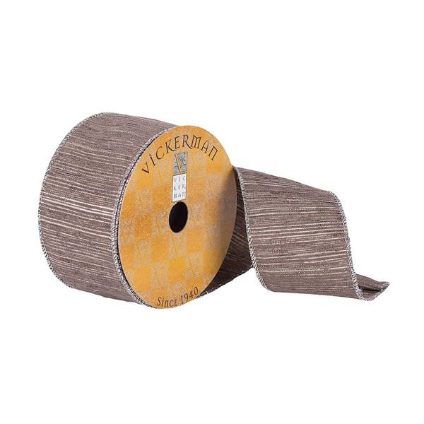 2.5" x 10yd Pewter / White Thread Ribbon