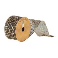 Vickerman 2.5" x 10yd Black / Gold Sequin Ribbon