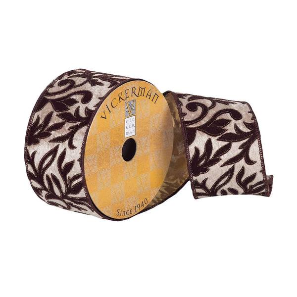 2.5" x 10Yd Silver / Black Embossed Wired Ribbon
