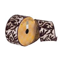 View 2.5" x 10Yd Silver / Black Embossed Wired Ribbon
