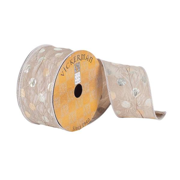 2.5" x 10Yd Cafe Latte Crushed Velvet Wired Ribbon