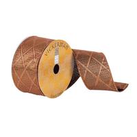Vickerman 2.5" x 10Yd Copper / Chocolate Diamond Wired Ribbon