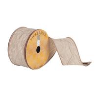 Vickerman 2.5" x 10Yd Cafe Latte Crushed Dupion Wired Ribbon