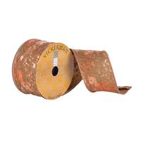 Vickerman 2.5" x 10Yd Crushed Mocha Stamped Copper Wired Ribbon