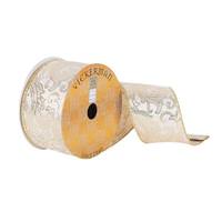 Vickerman 2.5" x 10Yd Champagne / Gold Woven Dupion Filigree Wired Ribbon