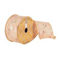 Vickerman 2.5" x 10Yd Tan with Metallic Gold Flecks Wired Ribbon