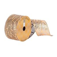 Vickerman 2.5" x 10Yd Gold Metalllic Laser Cut Wired Ribbon
