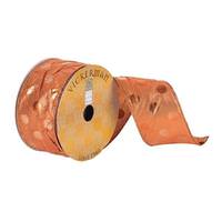 Vickerman 2.5" x 10Yd Copper Metallic Polka Dot Wired Ribbon