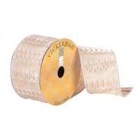 Vickerman 2.5" x 10Yd Champagne Fret Stripe Wired Ribbon