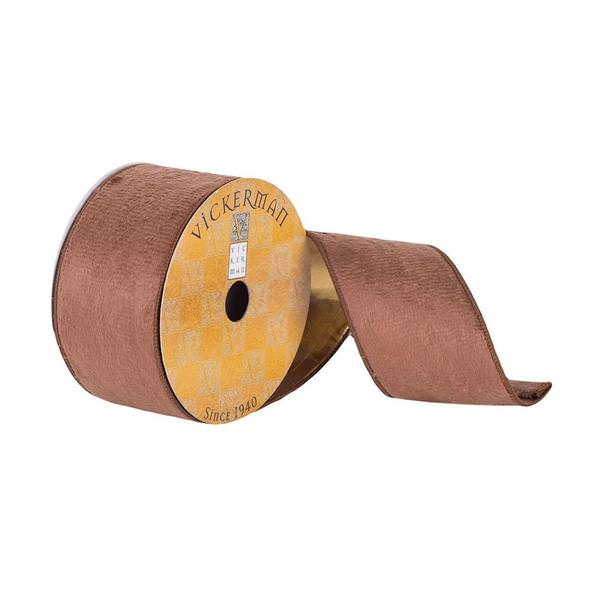 2.5" x 10Yd Chocolate Dupion Wired Ribbon